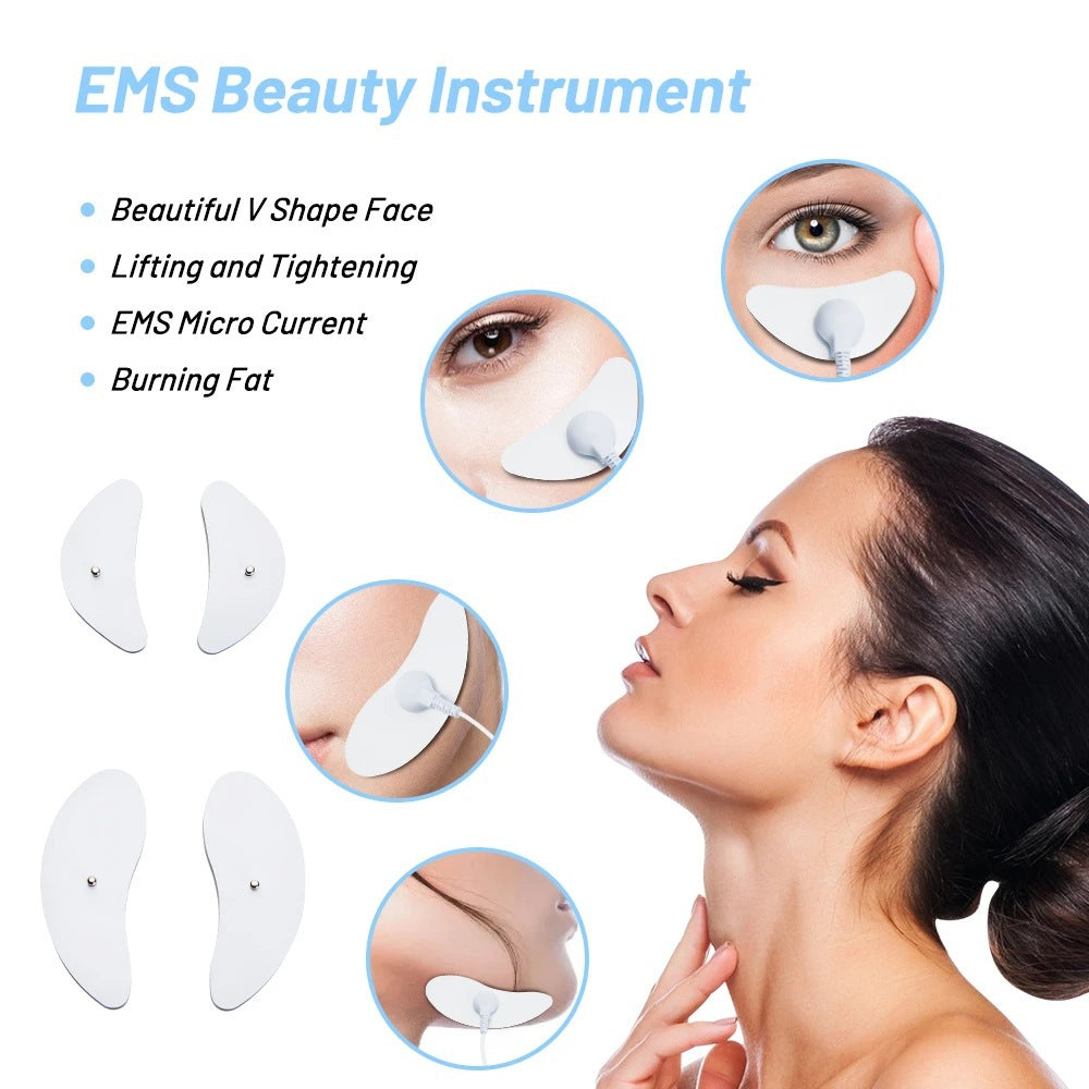 V-Shape Face Wrinkle Reduction EMS Facial Massager with Low-Frequency Pulse, Crescent-Shaped Beauty Device with Remote Control