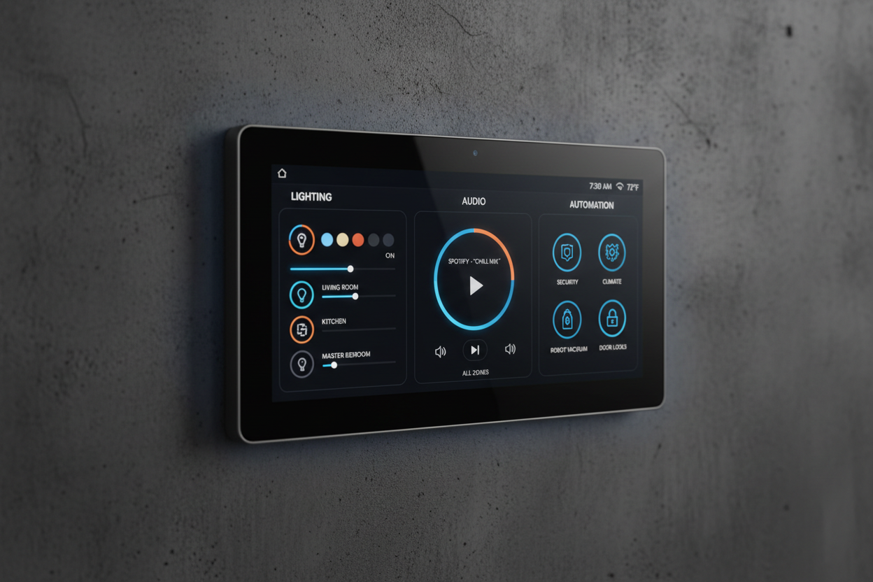 Smart Home Control Panel UI close-up